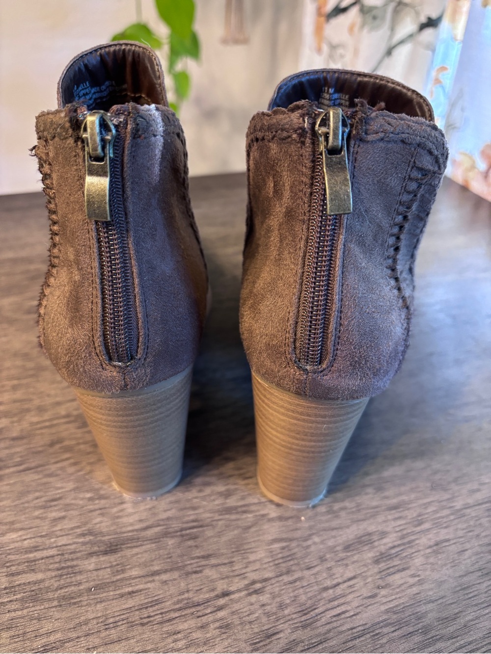 Maurices Brown Faux Suede Pointed Ankle Booties - Picture 4 of 9